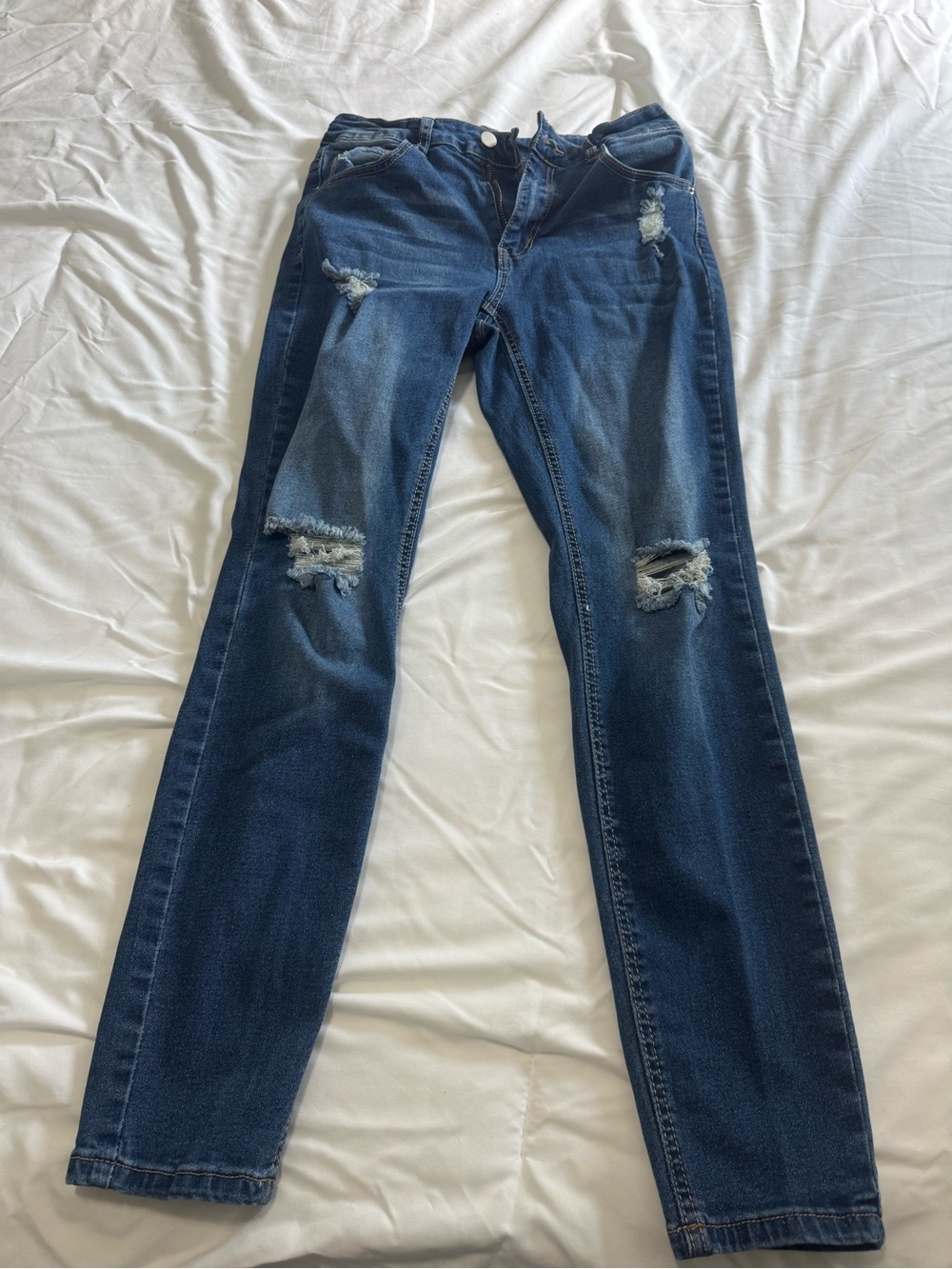 SHEIN Dark Blue Distressed Women's Jeggings